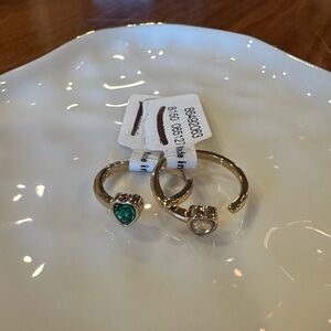Free People Mini Heart Adjustable Rings (Set of 2) Size 7